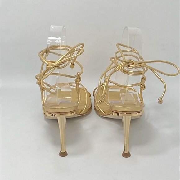 Cult Gaia Sanam Metallic Leather Lace-Up Sandals size 37.5 - Picture 9 of 13